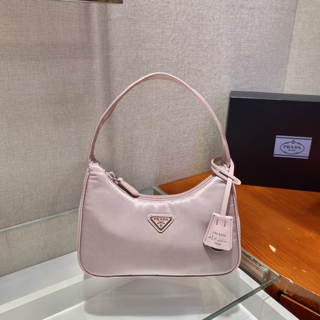 Prada Mini Re Nylon Re Edition 2000 Hobo Bag Handbag Alabaster Pink 1NE515